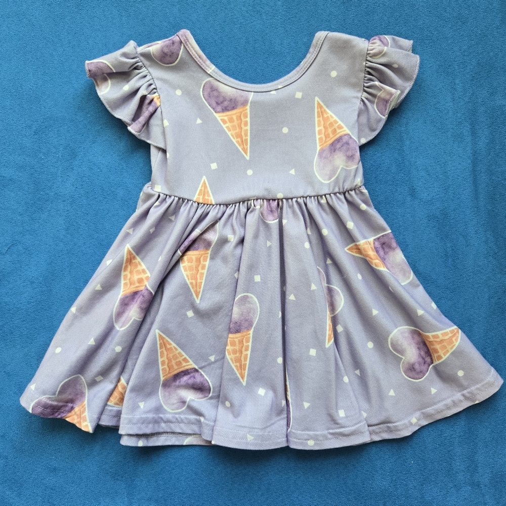 Dot Dot Smile Purple Ice Cream Print Baby Dress 6-12 months